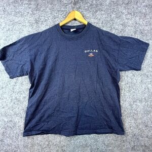 Vintage Cal Cru Dallas Texas T-Shirt Adult XL Blue Embroidered Logo Retro